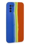 Mey İthalat®  Samsung Galaxy A03S Kılıf Ebruli Lansman Silikon - Mavi-Turuncu