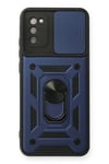 Mey İthalat®  Samsung Galaxy A03S Kılıf Pars Lens Yüzüklü Silikon - Lacivert