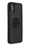 Mey İthalat®  Samsung Galaxy A05 Kılıf Montreal Yüzüklü Silikon Kapak - Siyah
