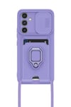 Mey İthalat®  Samsung Galaxy A05S Kılıf Zuma Kartvizitli Yüzüklü Silikon - Lila