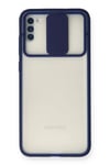 Mey İthalat®  Samsung Galaxy A11 Kılıf Palm Buzlu Kamera Sürgülü Silikon - Lacivert