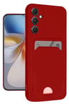 Mey İthalat®  Samsung Galaxy A16 5G Kılıf Kelvin Kartvizitli Silikon - Kırmızı
