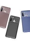 Mey İthalat®  Samsung Galaxy A21 Kılıf Auto Focus Karbon Kapak - Kahverengi