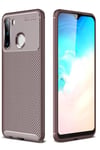 Mey İthalat®  Samsung Galaxy A21 Kılıf Auto Focus Karbon Kapak - Kahverengi