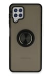Mey İthalat®  Samsung Galaxy A22 Kılıf Montreal Yüzüklü Silikon Kapak - Siyah