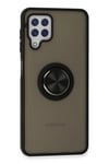 Mey İthalat®  Samsung Galaxy A22 Kılıf Montreal Yüzüklü Silikon Kapak - Siyah