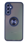Mey İthalat®  Samsung Galaxy A24 4G Kılıf Montreal Yüzüklü Silikon Kapak - Lacivert