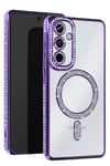 Mey İthalat®  Samsung Galaxy A26 Joke Simli Magneticsafe Kılıf - Derin Mor