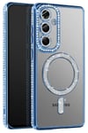 Mey İthalat®  Samsung Galaxy A37 5G Joke Simli Magneticsafe Kılıf - Mavi