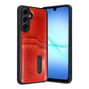 Mey İthalat®  Samsung Galaxy A37 5G Sara Kartvizitli Deri Kılıf - Kırmızı