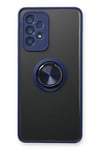 Mey İthalat®  Samsung Galaxy A53 5G Kılıf Montreal Yüzüklü Silikon Kapak - Lacivert