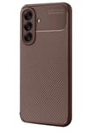Mey İthalat®  Samsung Galaxy A56 Kılıf Auto Focus Karbon Kapak - Kahverengi