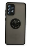 Mey İthalat®  Samsung Galaxy A72 Kılıf Montreal Yüzüklü Silikon Kapak - Siyah