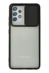 Mey İthalat®  Samsung Galaxy A72 Kılıf Palm Buzlu Kamera Sürgülü Silikon - Siyah