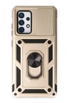 Mey İthalat®  Samsung Galaxy A72 Kılıf Pars Lens Yüzüklü Silikon - Gold