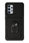 Mey İthalat®  Samsung Galaxy A72 Kılıf Pars Lens Yüzüklü Silikon - Siyah