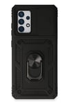 Mey İthalat®  Samsung Galaxy A73 5G Kılıf Pars Lens Yüzüklü Silikon - Siyah
