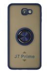 Mey İthalat®  Samsung Galaxy J7 Prime Kılıf Montreal Yüzüklü Silikon Kapak - Lacivert