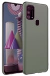 Mey İthalat®  Samsung Galaxy M31 Kılıf Nano içi Kadife Silikon - Koyu Yeşil