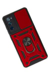 Mey İthalat®  Samsung Galaxy S20 FE Kılıf Pars Lens Yüzüklü Silikon - Kırmızı