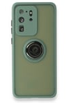 Mey İthalat®  Samsung Galaxy S20 Ultra Kılıf Montreal Yüzüklü Silikon Kapak - Yeşil