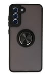 Mey İthalat®  Samsung Galaxy S21 FE Kılıf Montreal Yüzüklü Silikon Kapak - Siyah