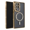 Mey İthalat®  Samsung Galaxy S23 Ultra Joke Simli Magneticsafe Kılıf - Gold