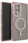 Mey İthalat®  Samsung Galaxy S23 Ultra Joke Simli Magneticsafe Kılıf - Pembe