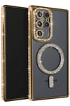 Mey İthalat®  Samsung Galaxy S23 Ultra Joke Simli Magneticsafe Kılıf - Gold