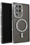 Mey İthalat®  Samsung Galaxy S23 Ultra Joke Simli Magneticsafe Kılıf - Siyah