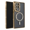 Mey İthalat®  Samsung Galaxy S23 Ultra Joke Simli Magneticsafe Kılıf - Gold