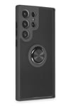 Mey İthalat®  Samsung Galaxy S23 Ultra Kılıf Montreal Yüzüklü Silikon Kapak - Siyah