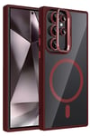 Mey İthalat®  Samsung Galaxy S23 Ultra Remim Lensli Magsafe Standlı Kapak - Bordo
