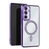 Mey İthalat®  Samsung Galaxy S24 FE Joke Simli Magneticsafe Kılıf - Derin Mor
