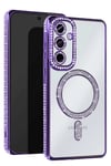 Mey İthalat®  Samsung Galaxy S24 FE Joke Simli Magneticsafe Kılıf - Derin Mor