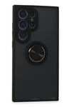 Mey İthalat®  Samsung Galaxy S24 Ultra Kılıf Montreal Yüzüklü Silikon Kapak - Siyah