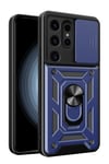 Mey İthalat®  Samsung Galaxy S24 Ultra Kılıf Pars Lens Yüzüklü Silikon - Lacivert