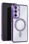 Mey İthalat®  Samsung Galaxy S25 Edge Joke Simli Magneticsafe Kılıf - Derin Mor