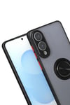 Mey İthalat®  Samsung Galaxy S25 Edge Kılıf Montreal Yüzüklü Silikon Kapak - Siyah