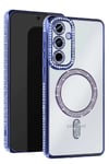 Mey İthalat®  Samsung Galaxy S25 FE Joke Simli Magneticsafe Kılıf - Mavi