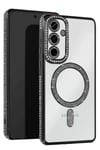 Mey İthalat®  Samsung Galaxy S25 FE Joke Simli Magneticsafe Kılıf - Siyah