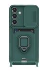 Mey İthalat®  Samsung Galaxy S25 Plus Kılıf Zuma Kartvizitli Yüzüklü Silikon - Yeşil
