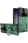 Mey İthalat®  Samsung Galaxy S25 Ultra Kılıf Joy Lens Standlı Kapak - Koyu Yeşil
