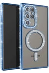 Mey İthalat®  Samsung Galaxy S25 Ultra Kılıf Joke Simli Magneticsafe Kılıf - Mavi