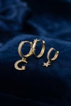 Mey İthalat® 3 lü Ay ve Yıldız Model Gold Renk Set Küpe