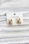 Mey İthalat® 316L Çelik Gold Renk Desenli Yarım Halka Model Kadın Küpe