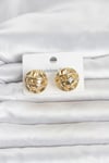 Mey İthalat® 316L Çelik Gold Renk Desenli Top Model Kadın Küpe