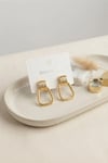 Mey İthalat® 316L Çelik Gold Renk Vintage Trapez Model Küpe