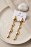 Mey İthalat® 316L Çelik Gold Renk Yaprak Motifli Uzun Tasarım Küpe