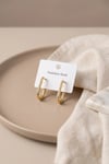Mey İthalat® 316L Çelik Gold Renk Zirkon Taşlı Kare Halka Küpe